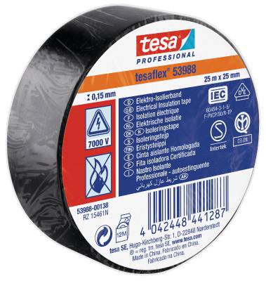 TESA ELTEJP 53988 SVART 25MMX25M