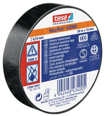 TESA ELTEJP 53988 SVART 19MMX20M