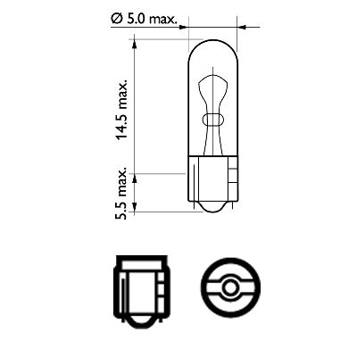 Signallampa Philips W1,2W 12V 1,2W W2x4,6d