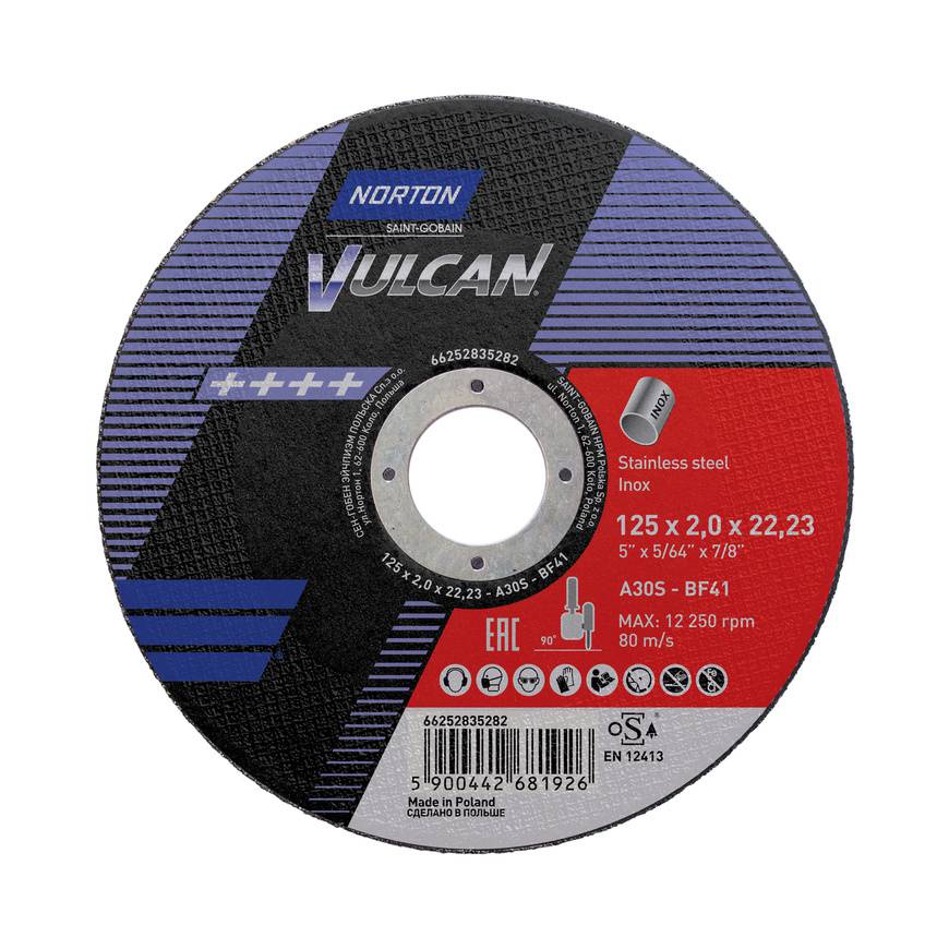 Kapskiva Norton Vulcan Inox 125mm x 1,6mm x 22mm