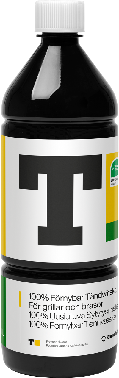KEMETYL T-GUL 100% FÖRNYELSEBAR TÄNDVÄTSKA, 1L