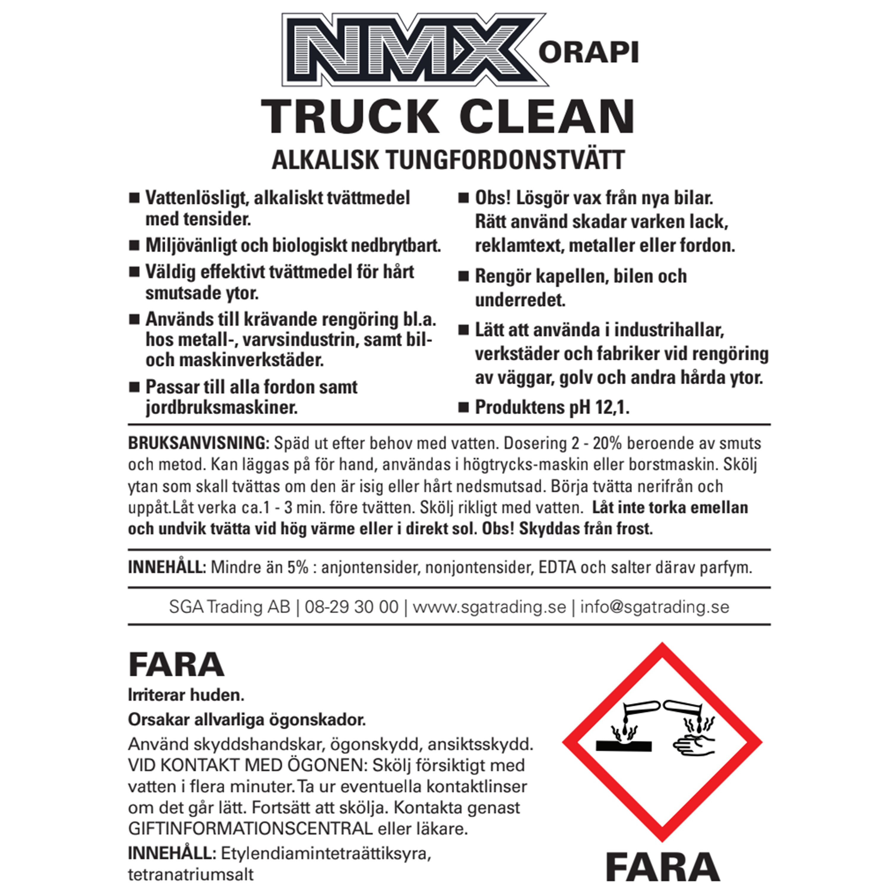 Alkalisk Förtvätt ORAPI NMX Truck Clean