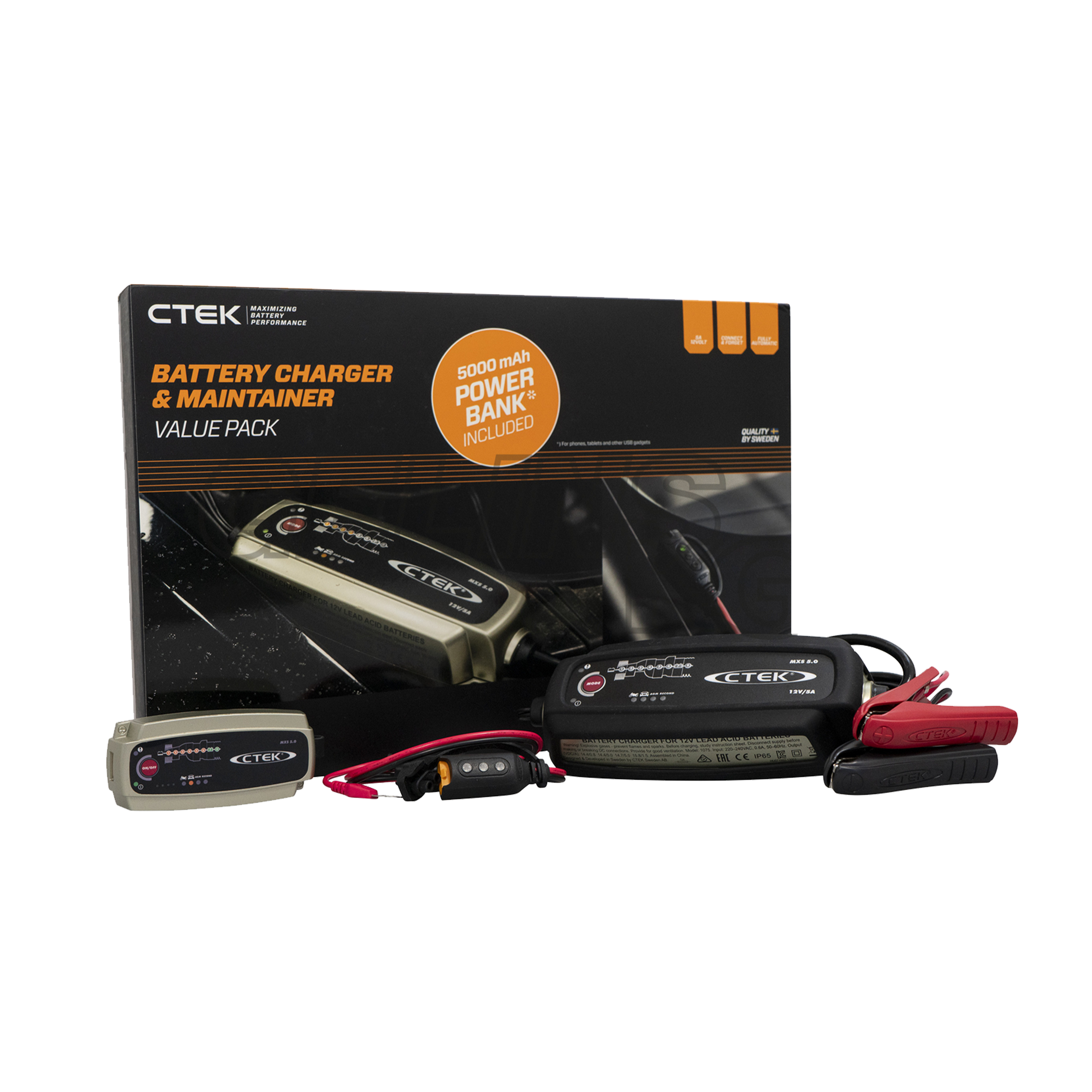 Batteriladdare CTEK MXS 5.0 + Powerbank 5000mAh
