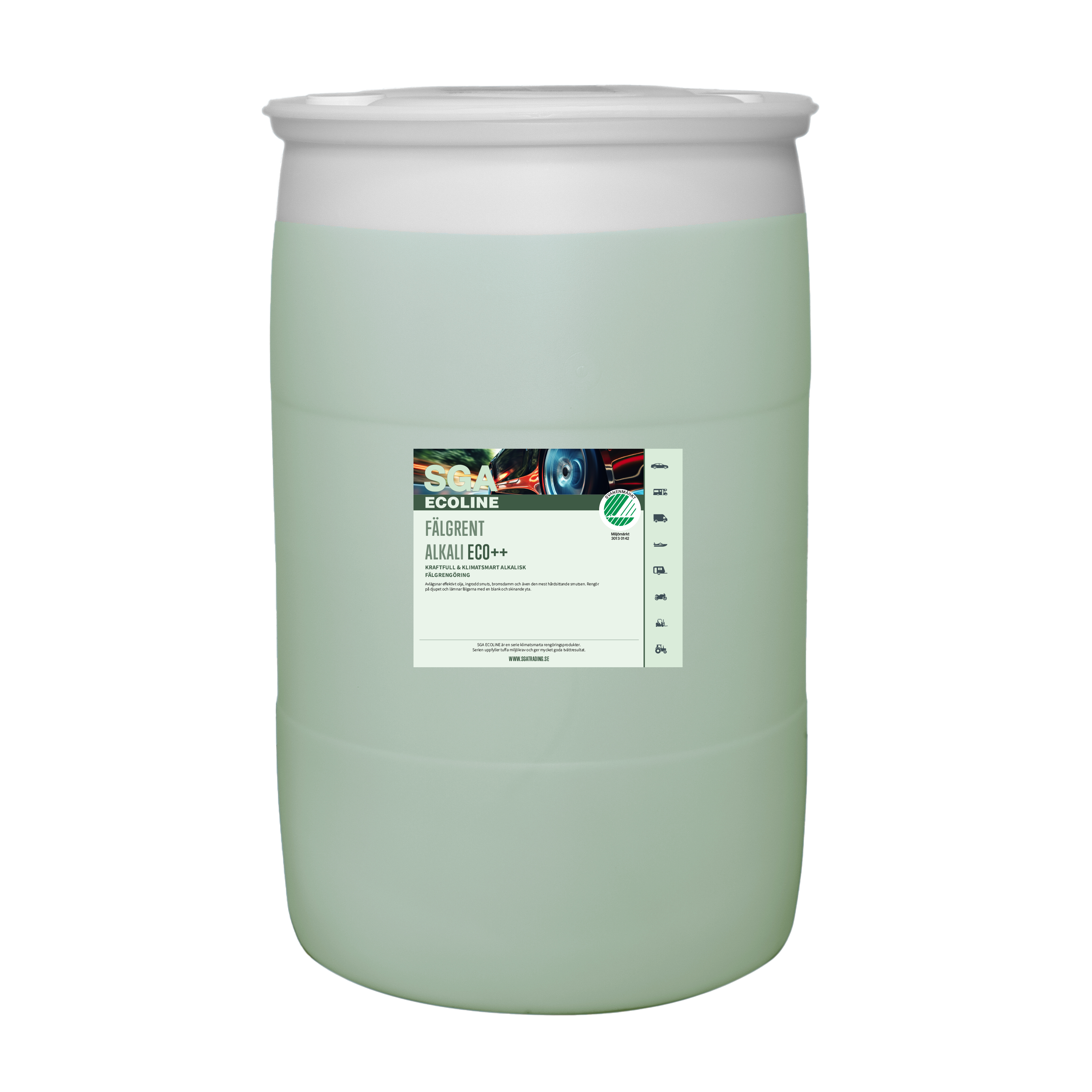 Svanenmärkt Alkalisk Fälgtvätt SGA ECOLINE Fälgrent Alkali ECO++, 200 Liter