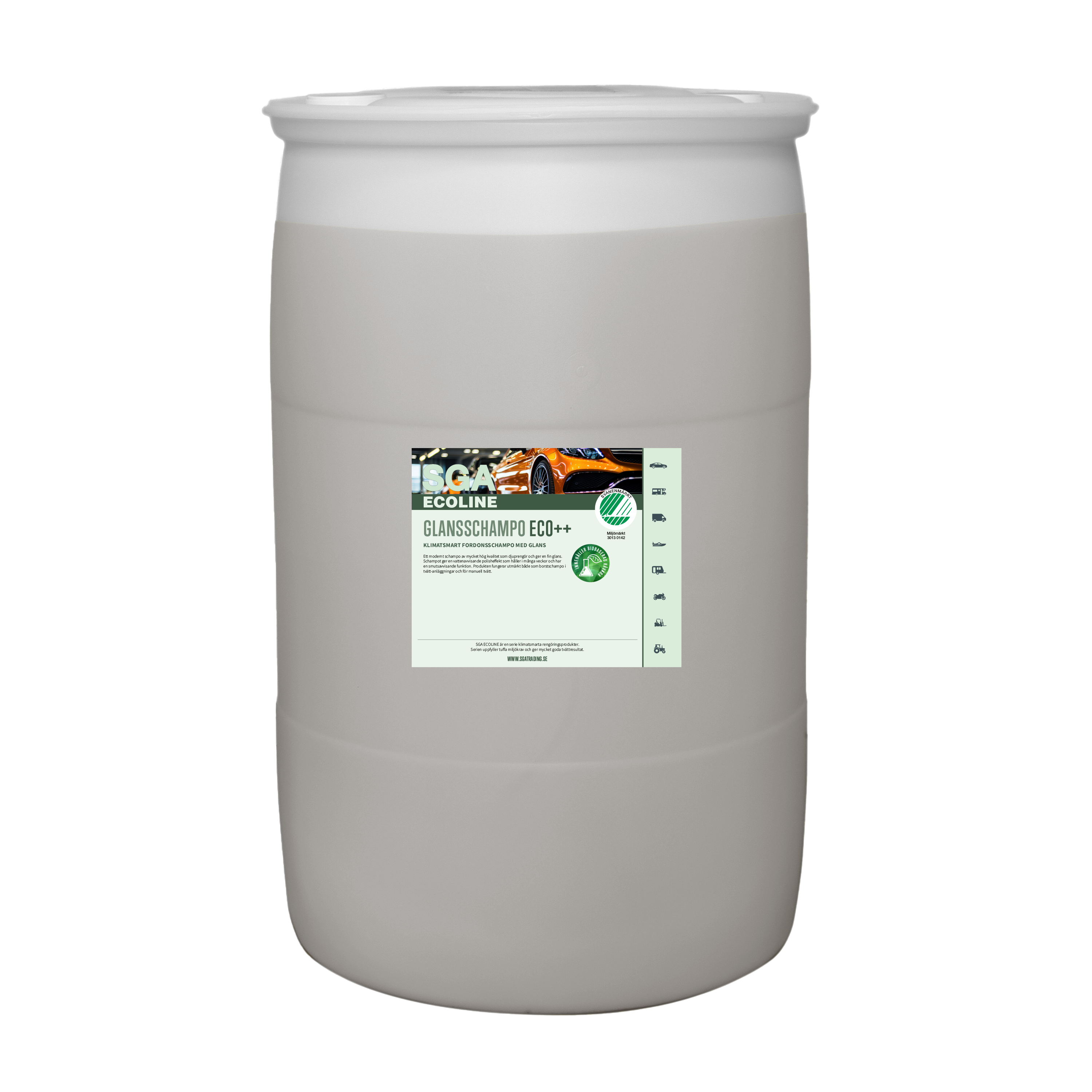 Svanenmärkt Schampo SGA ECOLINE Glansschampo ECO++, 200 liter