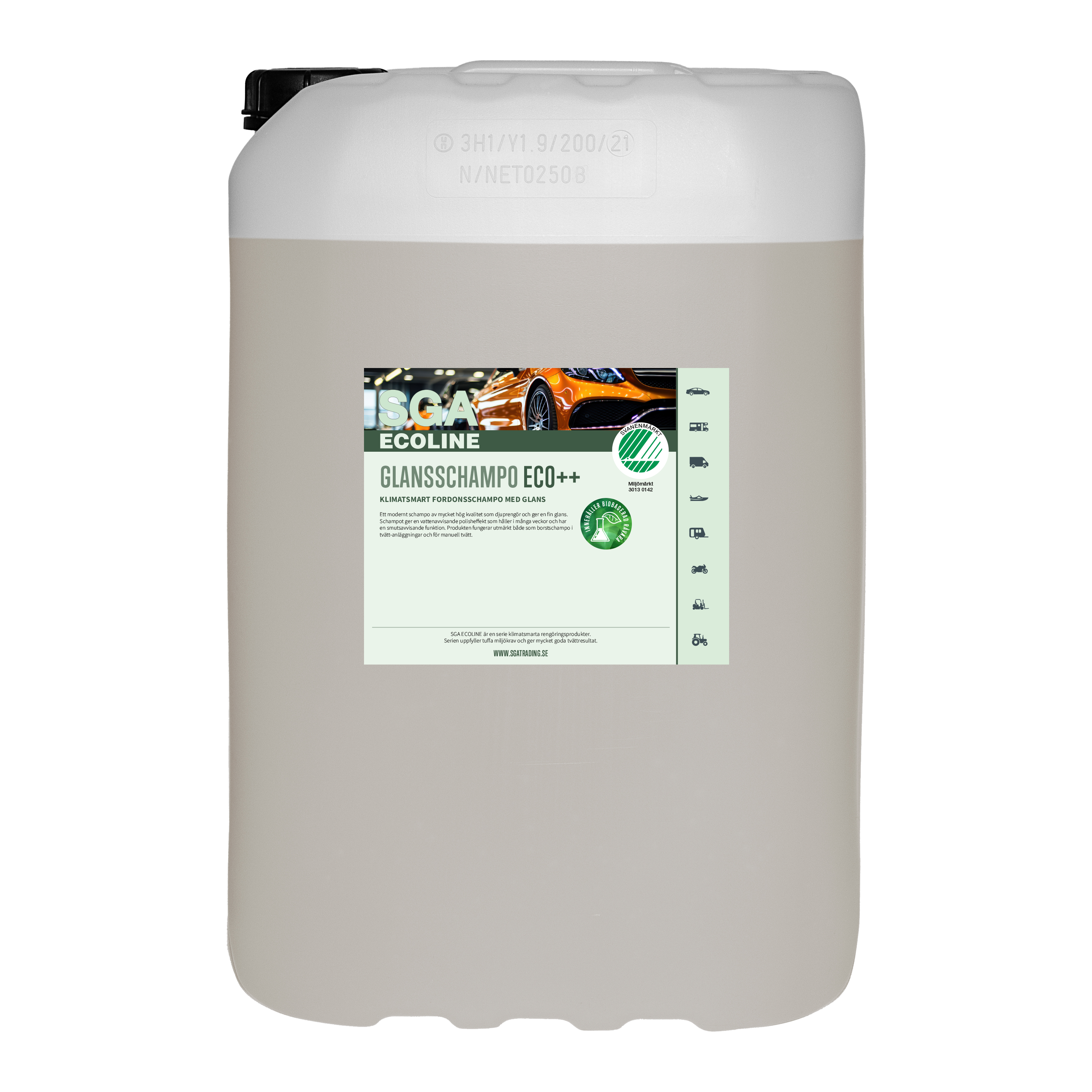 Svanenmärkt Schampo SGA ECOLINE Glansschampo ECO++, 25 liter