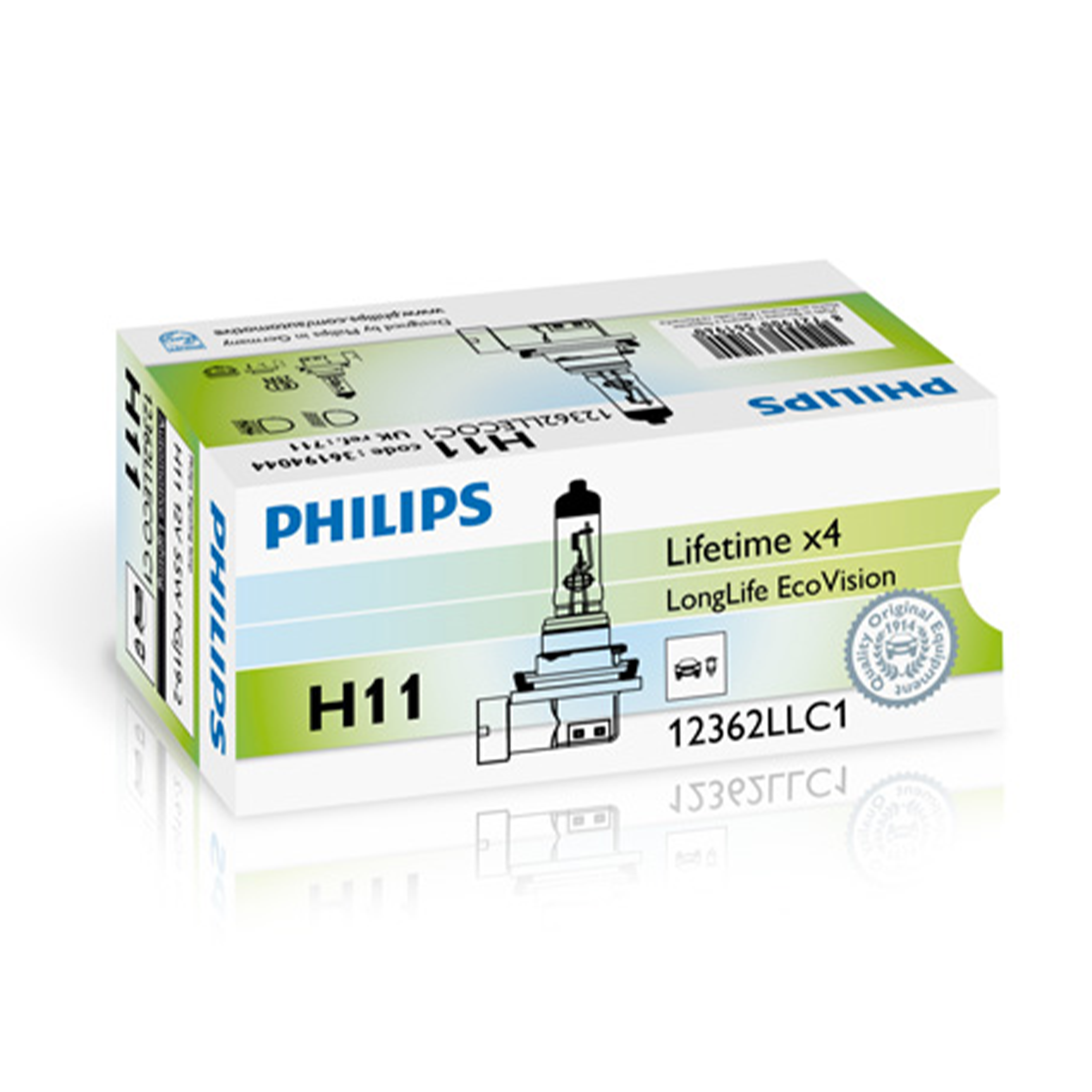 Glödlampa, Fjärrstrålkastare Philips LongLife EcoVision H11, 12V 55W PGJ19-2