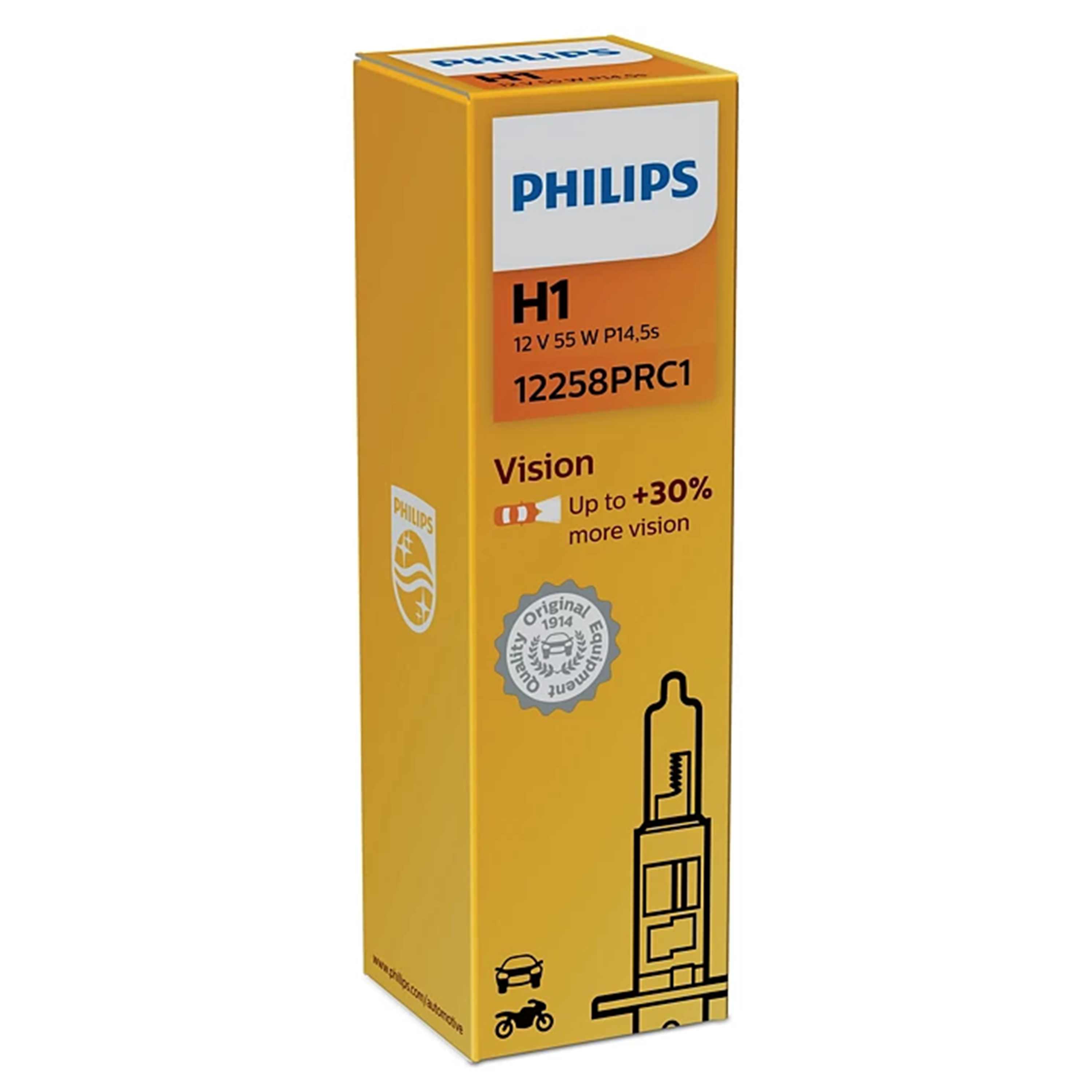 Glödlampa, Fjärrstrålkastare Philips Vision H1, 12V 55W P14,5s