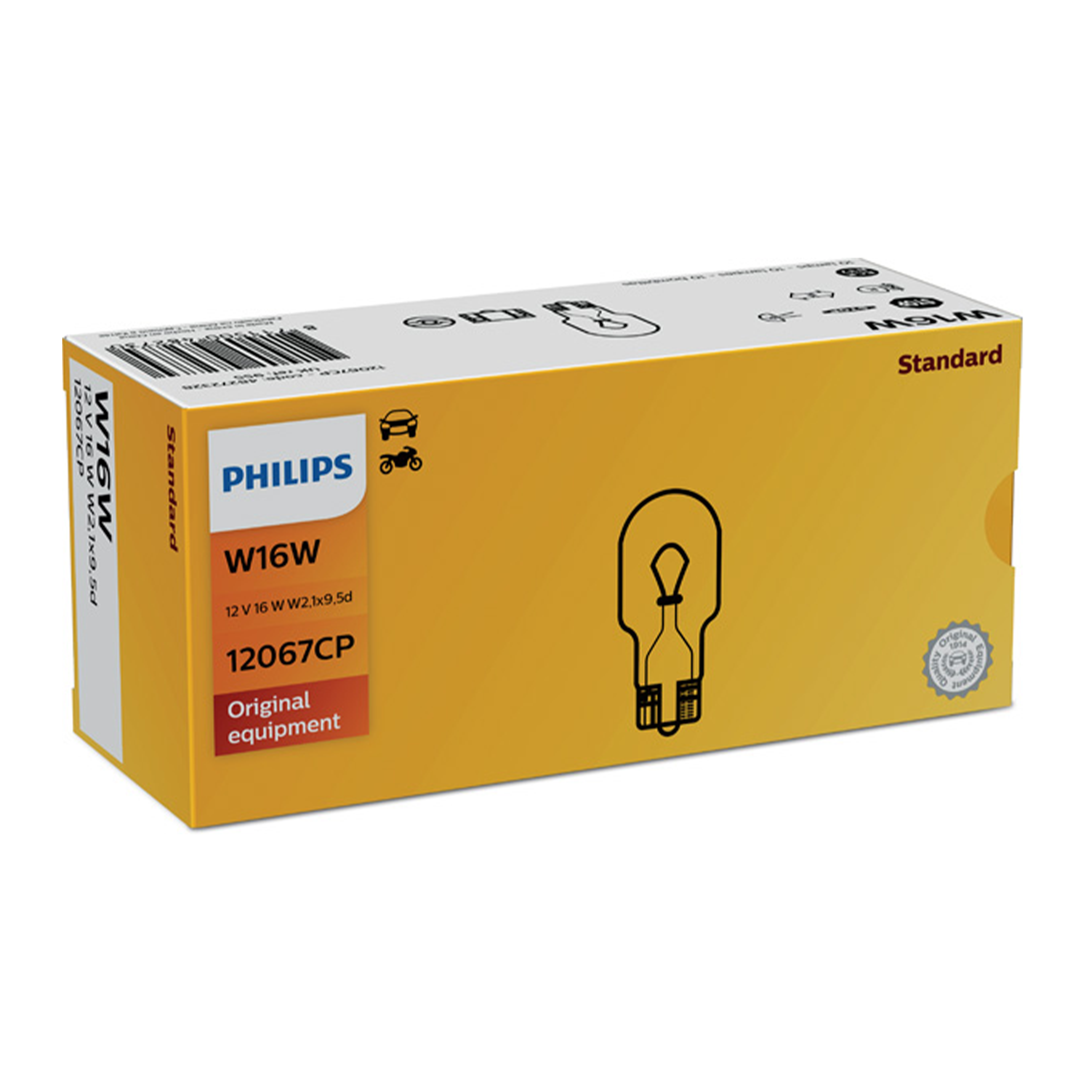 Blinkerslampa Philips W16W, 12V 16W W2,1x9,5d