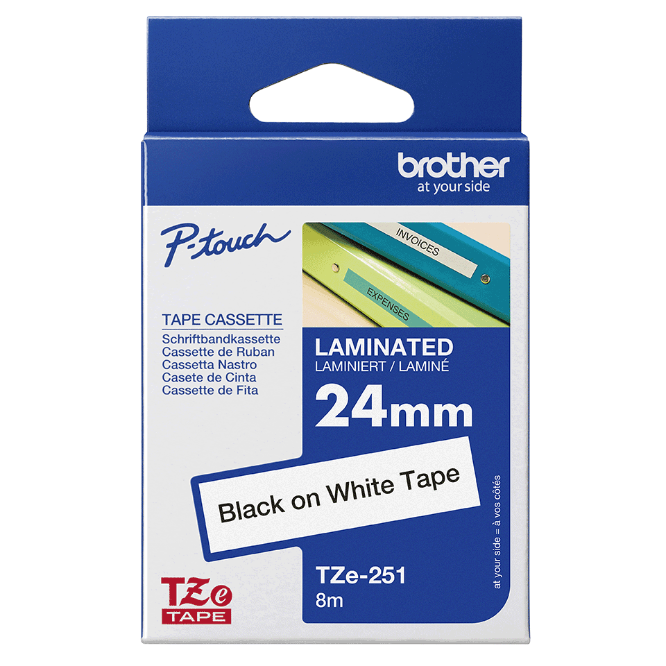 MÄRKBAND BROTHER TZ251 24MM VIT MED SVART TEXT
