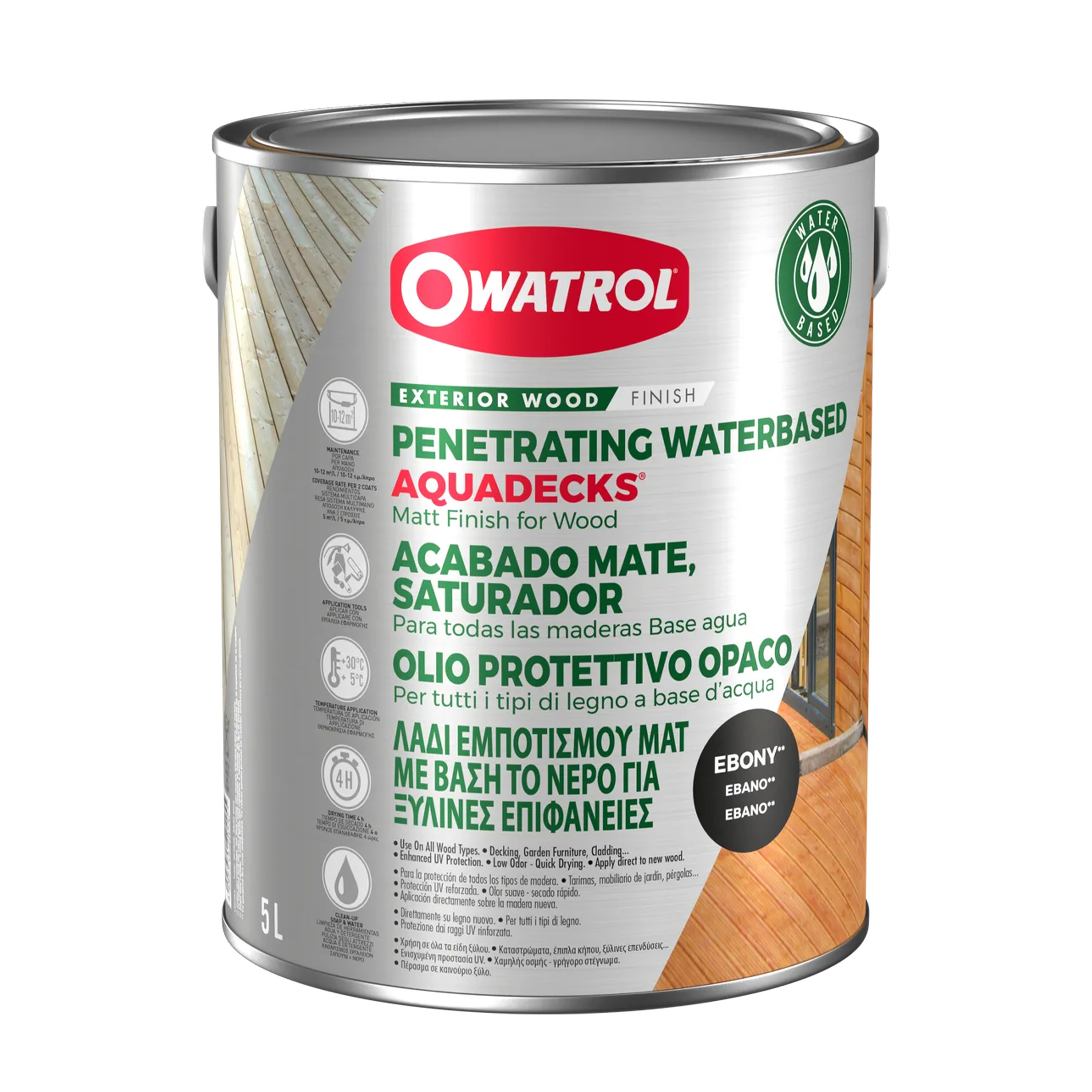 Träolja Owatrol Aquadecks Svart, 5 liter